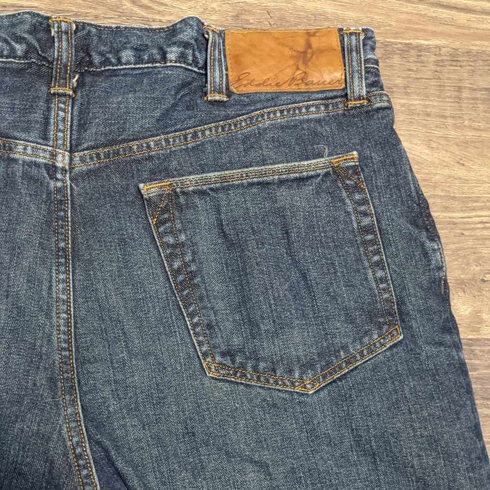 Eddie Bauer Blue Flannel lined Relaxed Fit Jeans Pants Denim 36X34